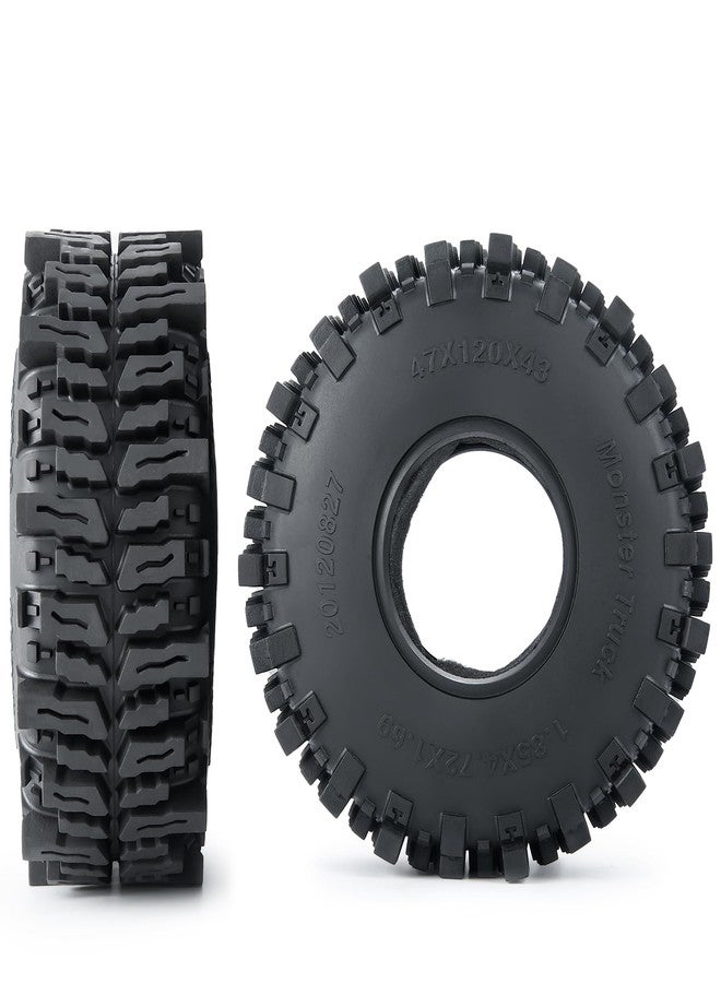 RCHUBAM 1.9" Mud Wheel Tires 4Pcs Claw Crawler Mud Terrain Wheels Tyres OD 120mm/4.72" for 1/10 Scale RC Rock Crawler Car TRX4 SCX10 III AXI03007 - Image 5